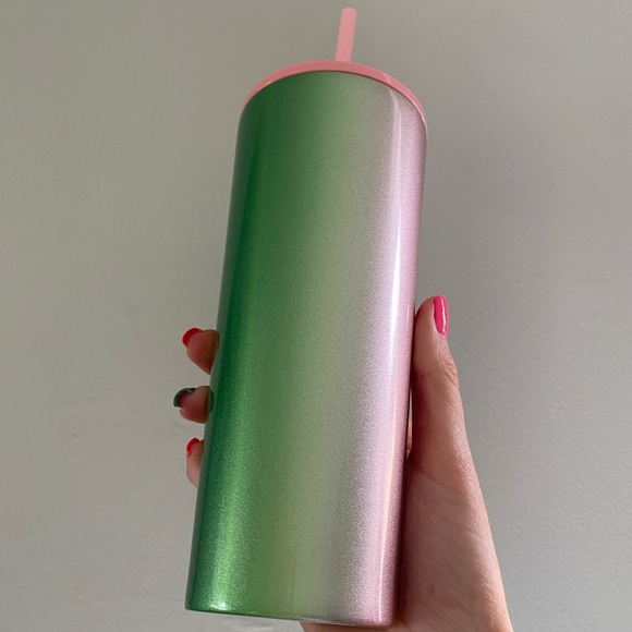 Pink and green multidimensional Starbucks Tumbler - Picture 2 of 6